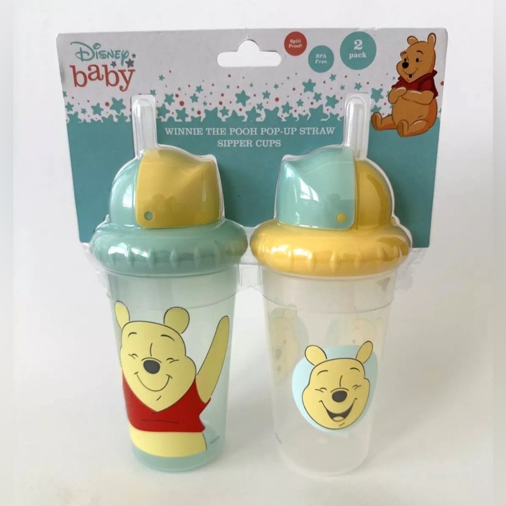 Disney Winnie The Pooh Pop-Up Straw Sipper Cups 2Pack